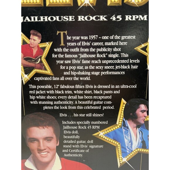 NEW Authentic Elvis Presley Jailhouse Rock Doll Collectors Edition Guitar &Stand - Picture 5 of 10